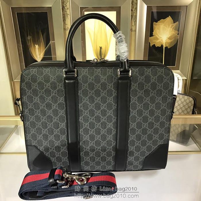 GUCCI 古馳男包 新款 474135 GG Supreme高級人造帆布 Gucci男手提包 Gucci公事包 克色